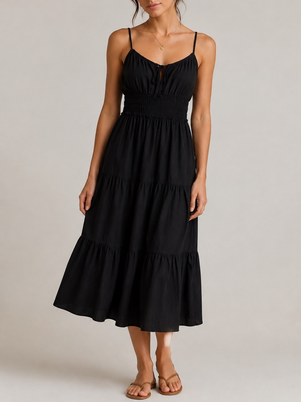 WAYF $132 Maxi Dress Size M Blackmaid Spring Summer Casual Vacation